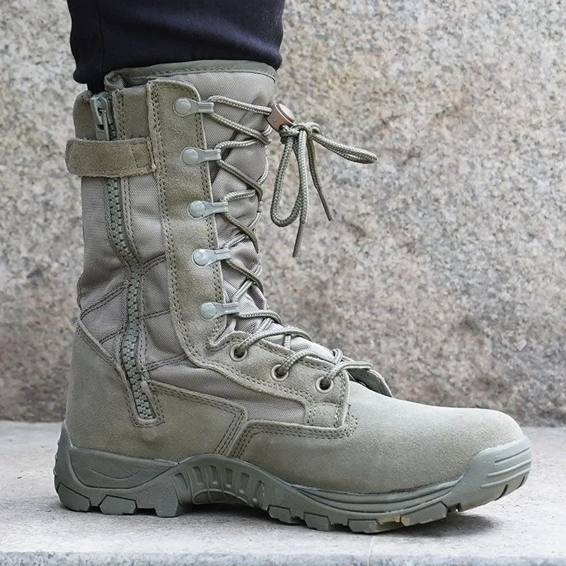 Botas de combate de caña alta para hombre, botines de entrenamiento ligeros, color verde, marrón, desierto, senderismo, táctico, novedad de 2023