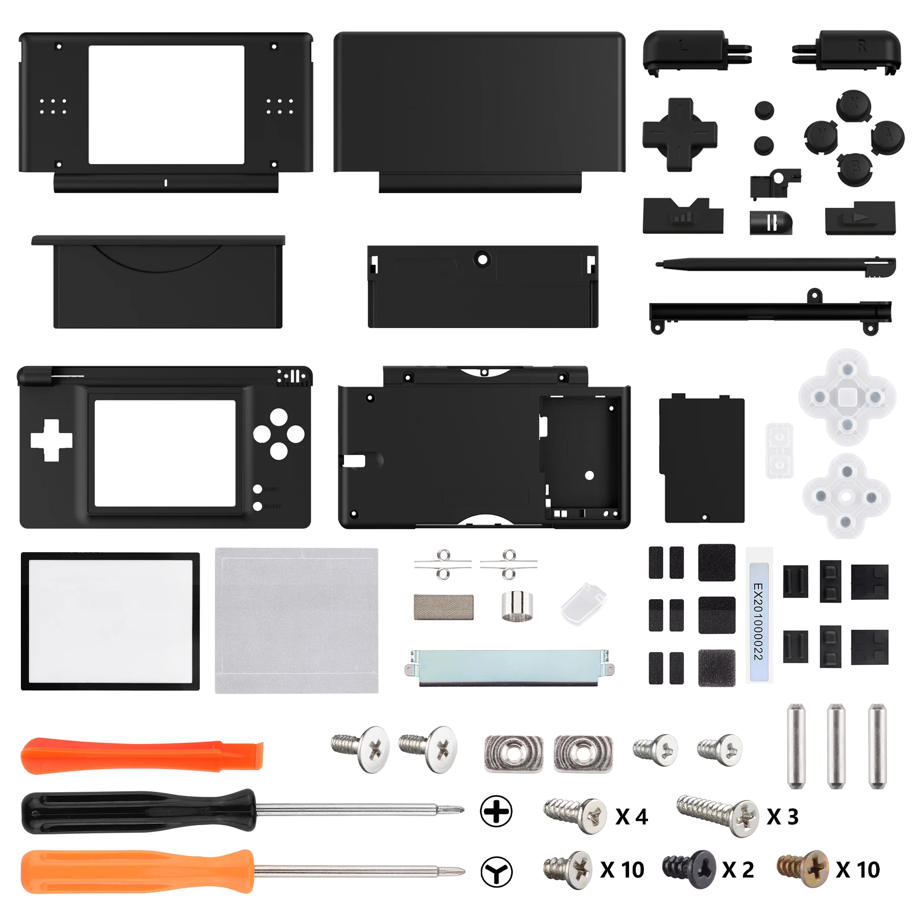eXtremeRate Ersatz-Vollgehäuseschale für Nintendo DS Lite, Gehäuseabdeckung mit Tasten, Bildschirmlinse für NDSL – Single Series