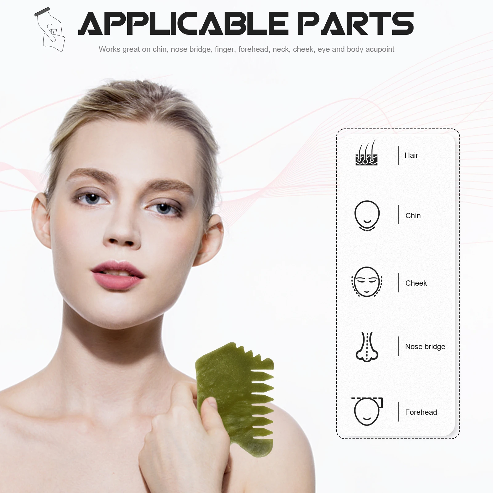 

1 шт., массажная расческа с нефритовым камнем, массажер для волос, головы, лица, шеи, инструмент для соскабливания тела для расслабления мышц, антистатический натуральный