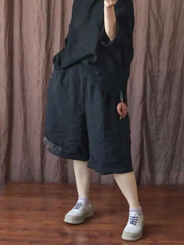 

Женские льняные шорты Waable: повседневные, прохладные, домашние, с низкой талией, из ПВХ-материала, подходят для среднего возраста