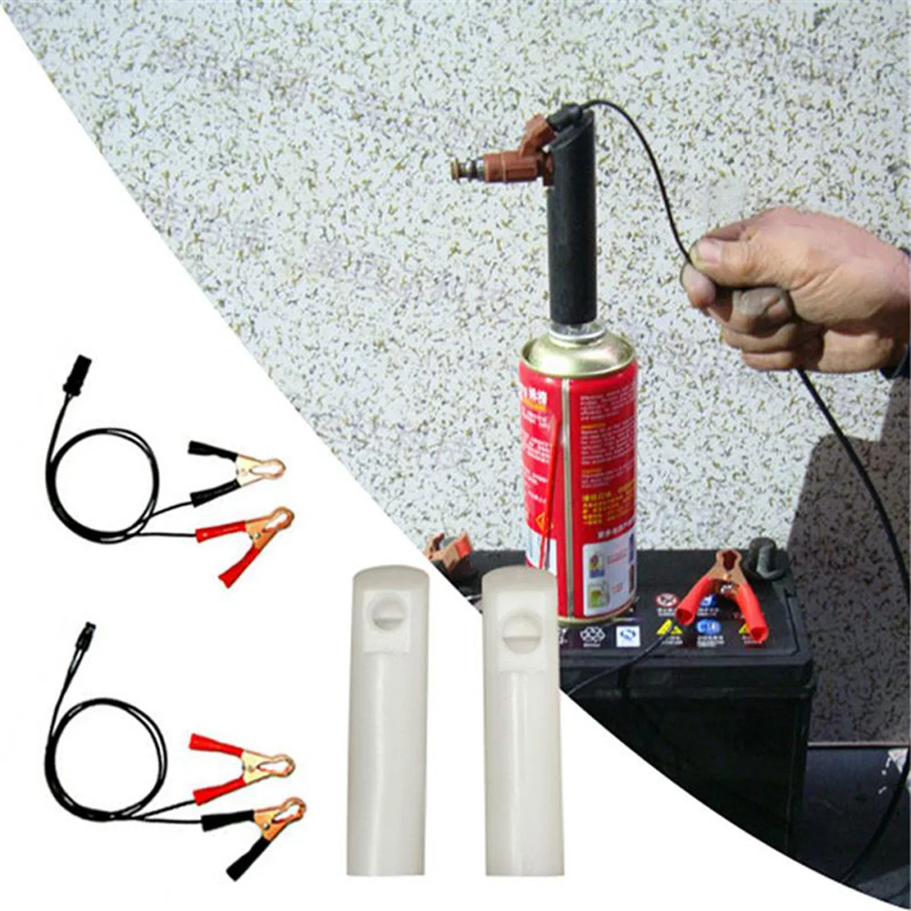 Car Universal Fuel Injector Flush Cleaner Jet Nozzle Cleaning Tools Kit with 2 Power Cable Auto Cleaning Tool Set Car Wash Tools