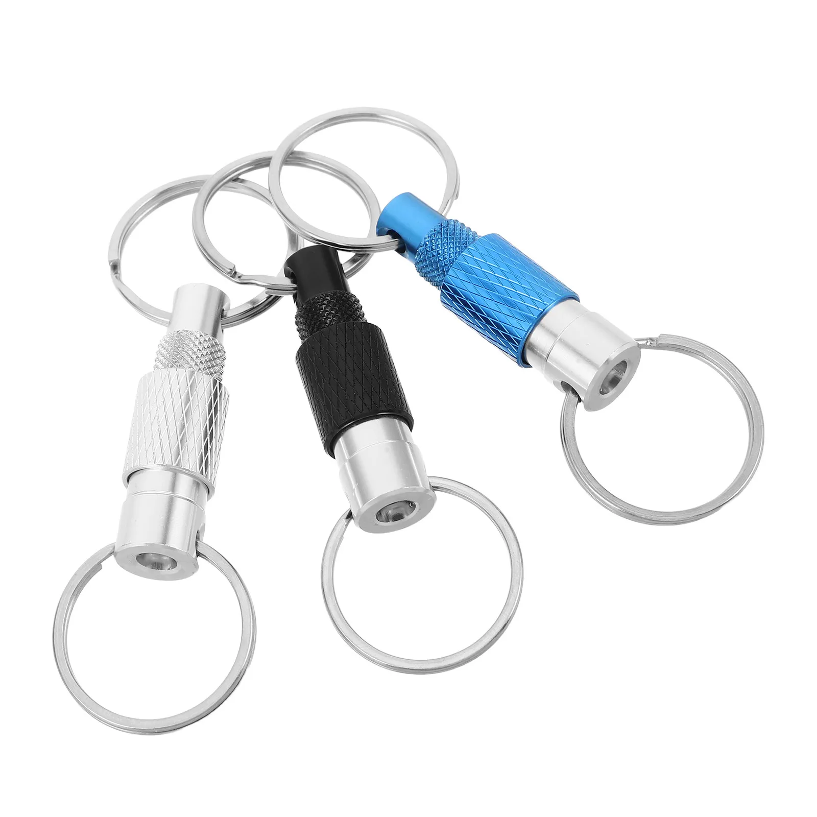 3Pcs Metal Quick Release Keychain Double Ring Detachable Clip Pull Apart Key Rings for Car Office Travel Aluminum Alloy