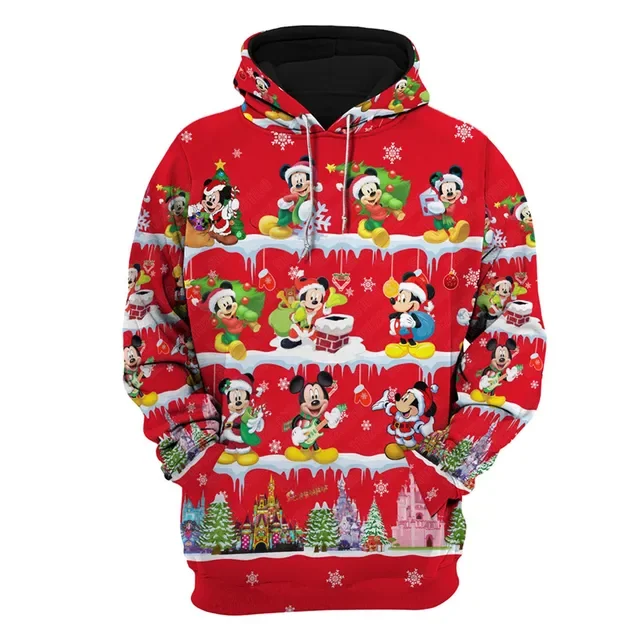 Christmas Disney Goofy Lilo & Stitch Mickey Mouse Cartoon Men Women 3D Print High Quality Fleece Zipper Hoodies Pullover Tops