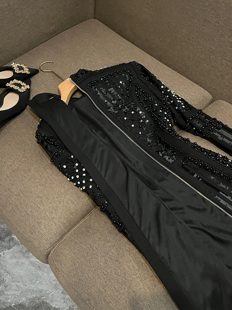 عالية الجودة Faion الثقيلة المطرزة الماس مطرز iny مطاطا التخسيس الدكتور ثوب مسائي صغير قطعة واحدة #2