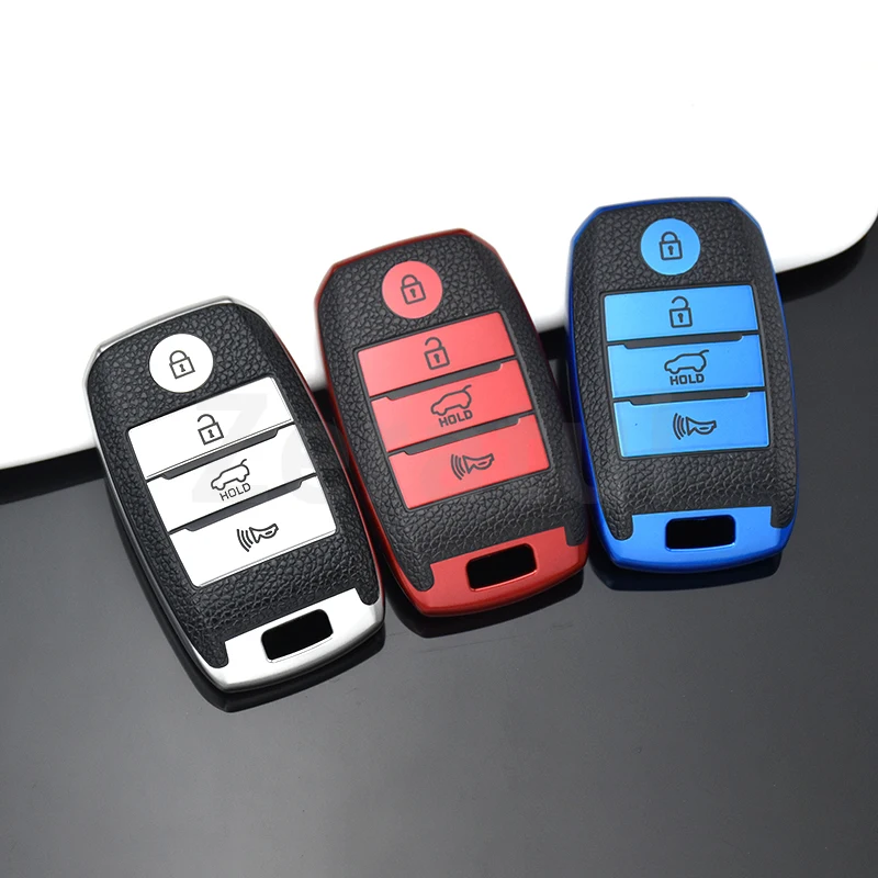 For Kia Sportage Cerato Optima K2 K3 K4 K5 Rio Picanto K2 Soul Sorento Sedona 4Buttons TPU Leather Car Remote Key Case Cover