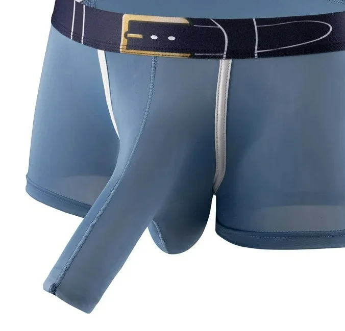kuclut Open Elephant Nose Pouch Panties Underwear Men's Ice Silk Thin Boxer Shorts Youth Sexy Separate Scrotum Bag Underpants