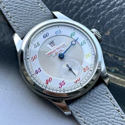 Nuevo reloj Pierre Paulin Jumping Hour para hombre, reloj mecánico automático St17, reloj morado de acero, abertura para fecha Vintage, Metal de 38mm