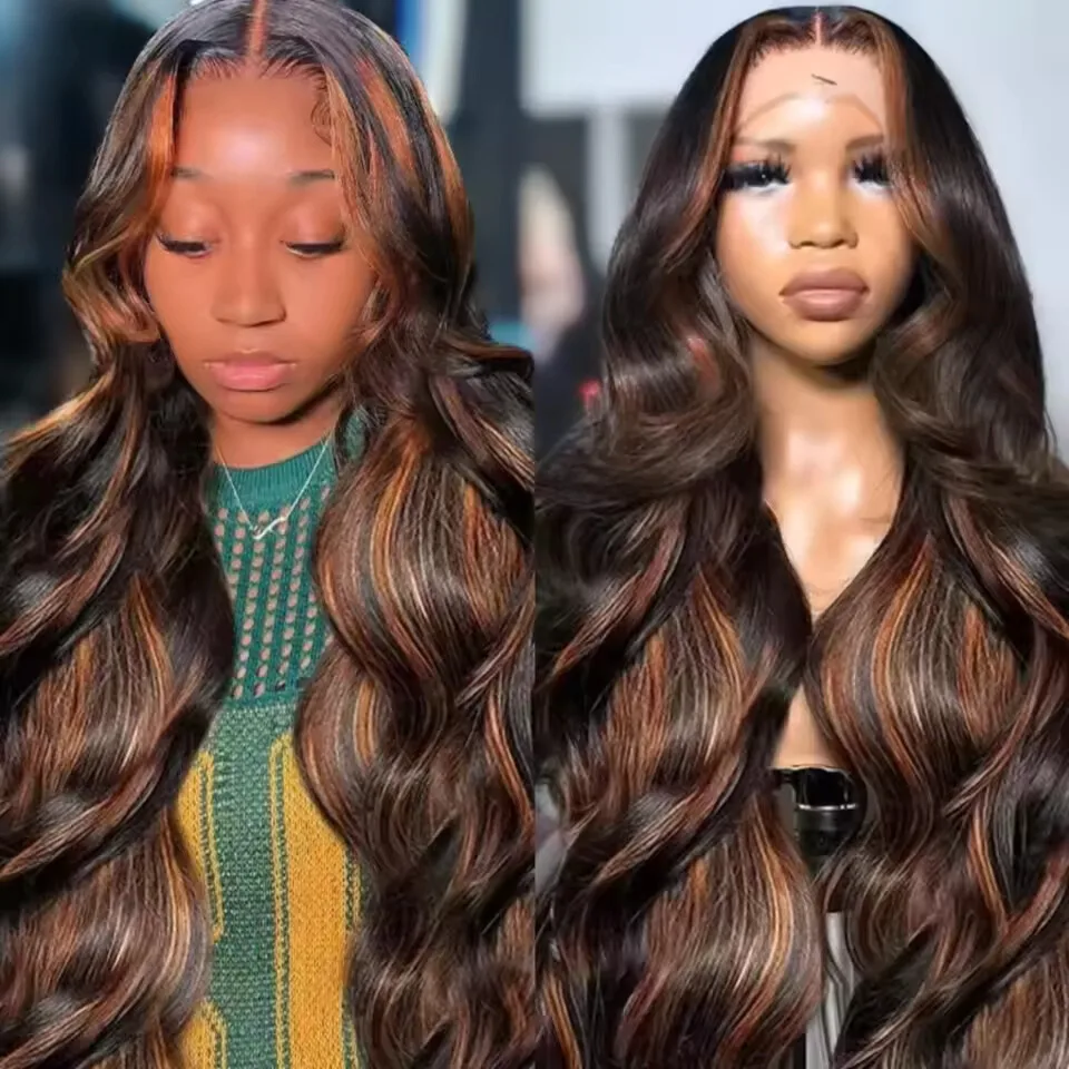 

FB 30 Объемная волна Парик Человеческие волосы 40 дюймов 13x4 HD Парик фронтальной части шнурка Ombre Blonde Highlight Бразильские волосы Передние парики для чернокожих женщин