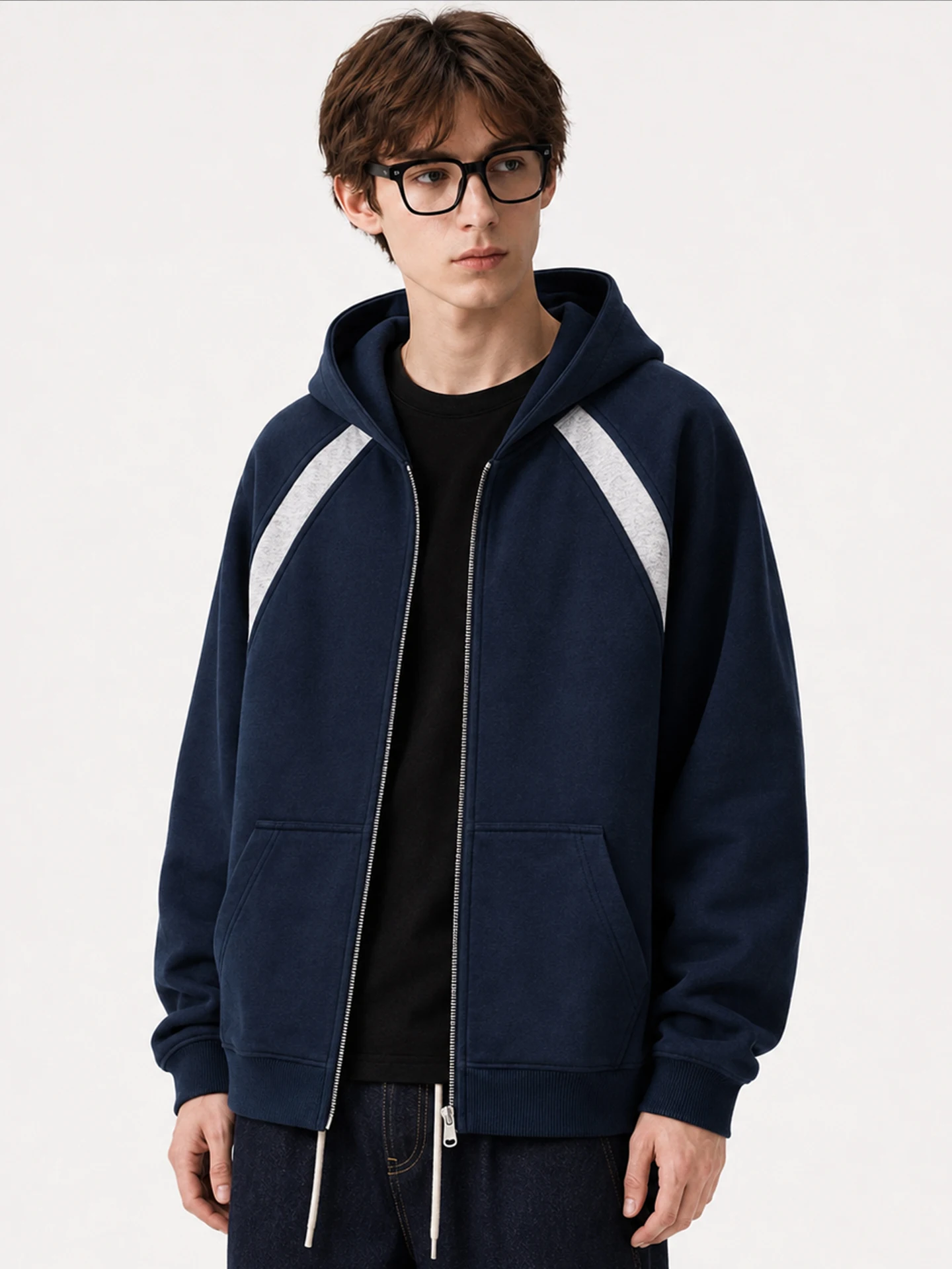 Play Bonus Marca Americana da Moda, Jaqueta Cardigã Aberta com Capuz e Zíper, Top Casual Unissex para Outono Inverno com Bloc...