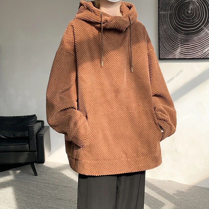 

2025 Autumn Men Corduroy Hoodies Men Oversized Streetwear Pullovers Autumn Male Casual Loose Fit Trendy Hoodie Man Sweatshirt