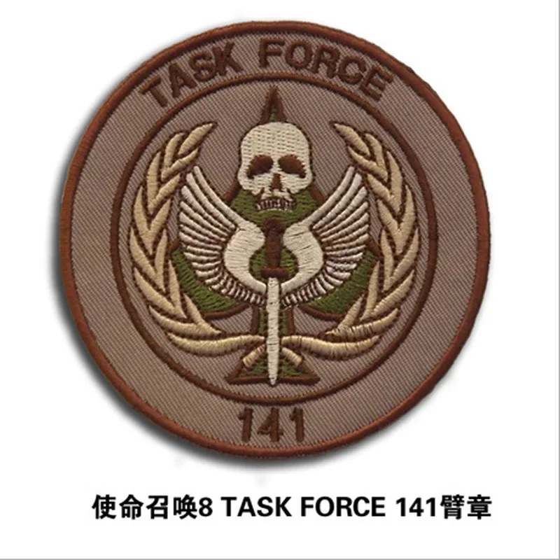 Skull Embroidered Patches Call of Mission Task Force 141 Armband Patch Military Hook&Loop Sewing Stickers Backpack Applique