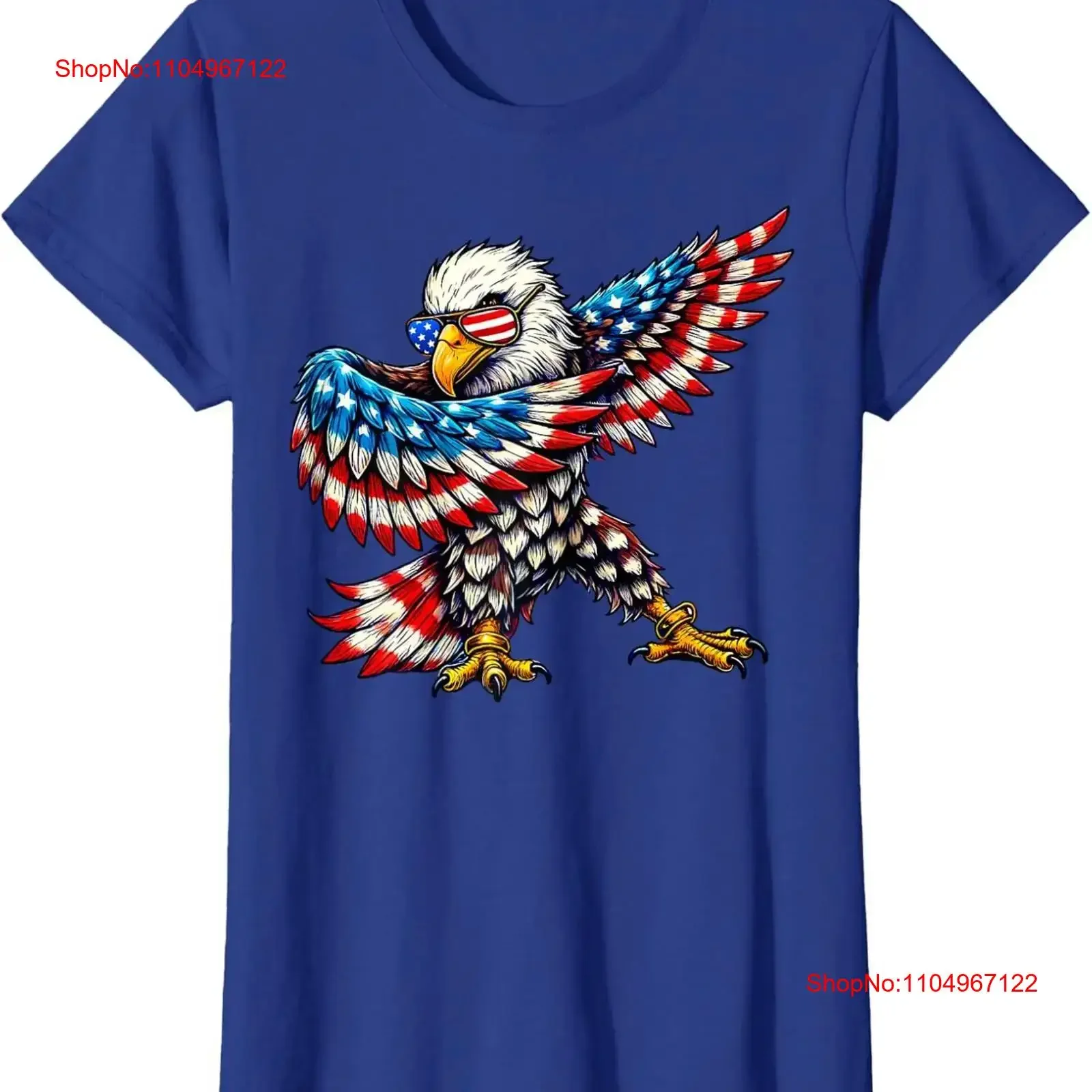 

American Flag Bald Eagle Patriotic 4th of July Ladies' Crewneck T Shirt vintage Washed Comfortable Soft Stylish Versatile