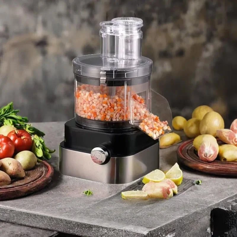 Commercial Electric 5-in-1 Food Processor Stainless Steel Vegetable Shredder Slicer PP Plastic Kitchen Cutter for Fruits and