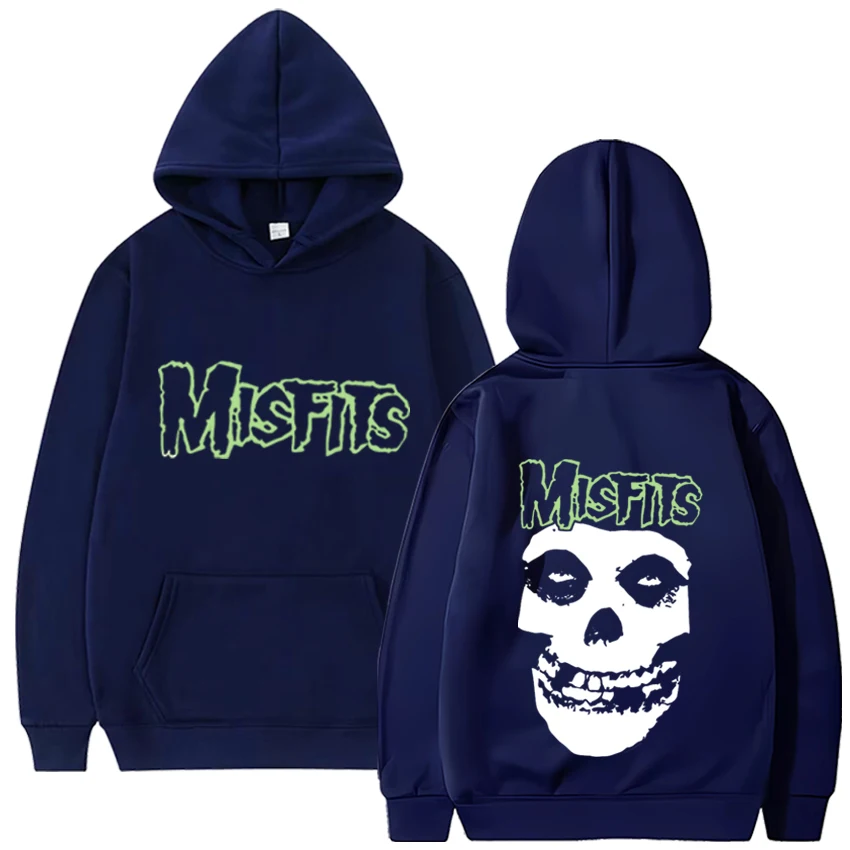 Horror Punk Misfits Skull Graphic Print Hoodie Gothic Harajuku Hoodies Fleece Cotton Clothes Women Men Rock Sweatshirt Pullover