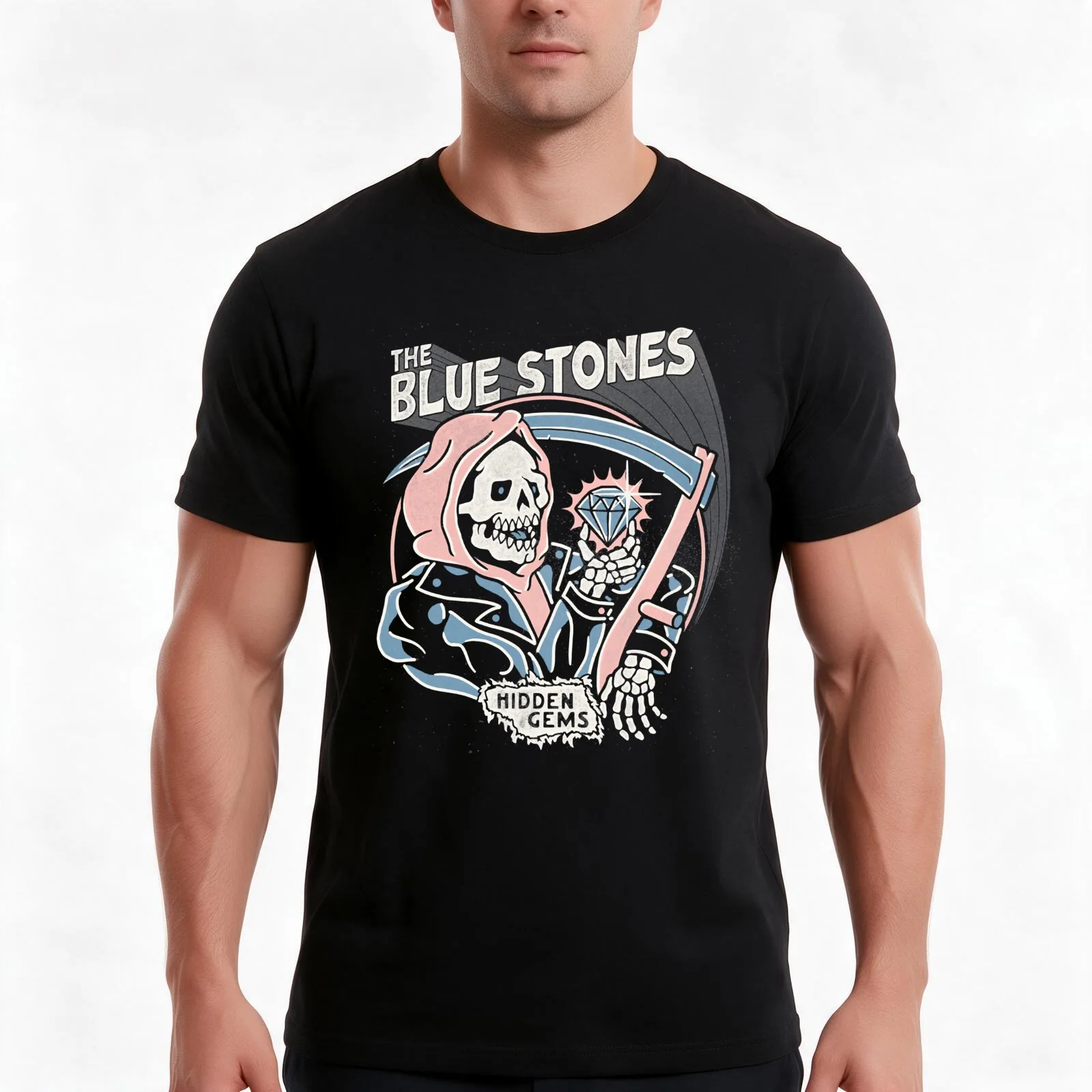 Gifts For Movie Fan The Blue Stones Retro Wave T-Shirt, Summer Casual Cotton Tee, Oversized Streetwear Tops, Unisex Men Women