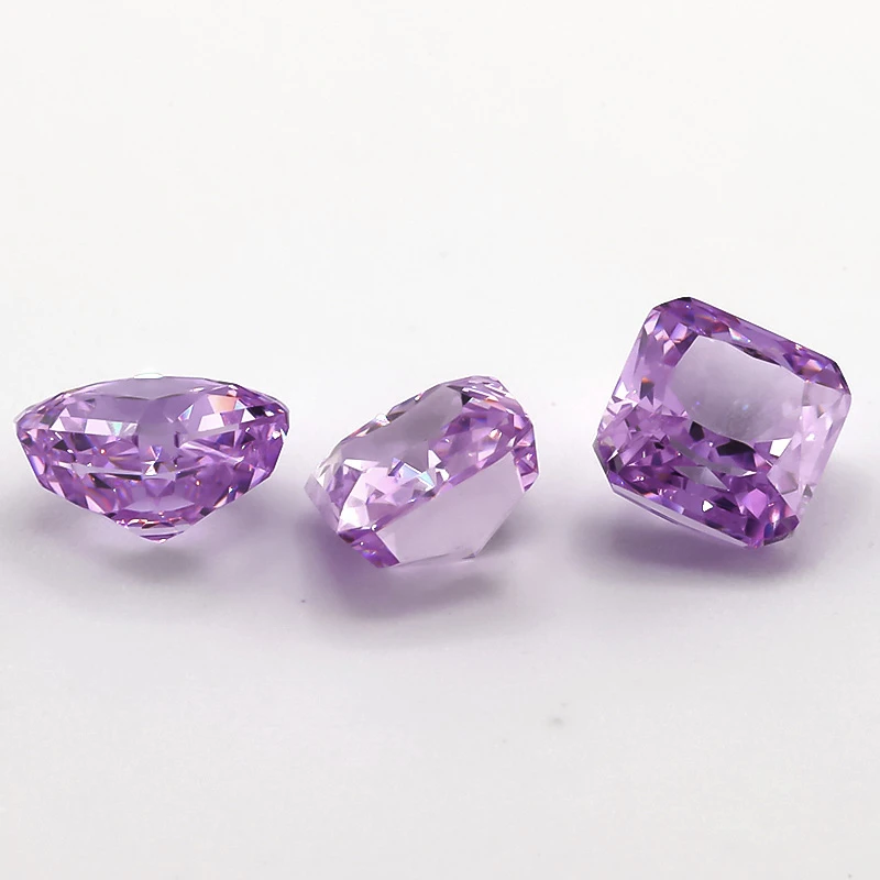 08 # Hellvioletter, quadratischer, achteckiger, strahlender, Crushed-Ice-Schliff, Zirkonia-Stein 5x5mm, 5A, loser CZ, synthetischer Edelstein für Schmuck – Detail 3