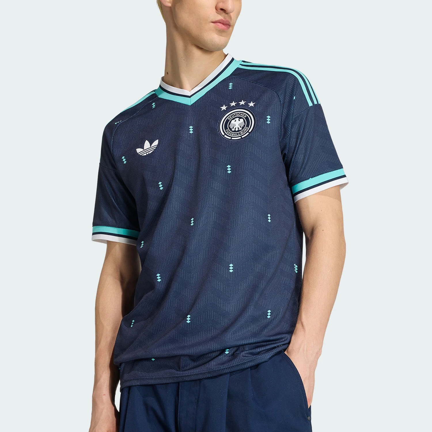 Adidas genuine summer men's printed slim knit football sports T-shirt JN2074