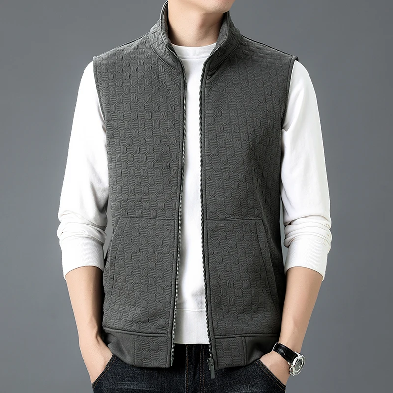 Men\'s Vest Autumn Winter Plus Velvet Knitted Casual Cots Fashion Trend Versatile High Quality Business Jacket Streetwear New