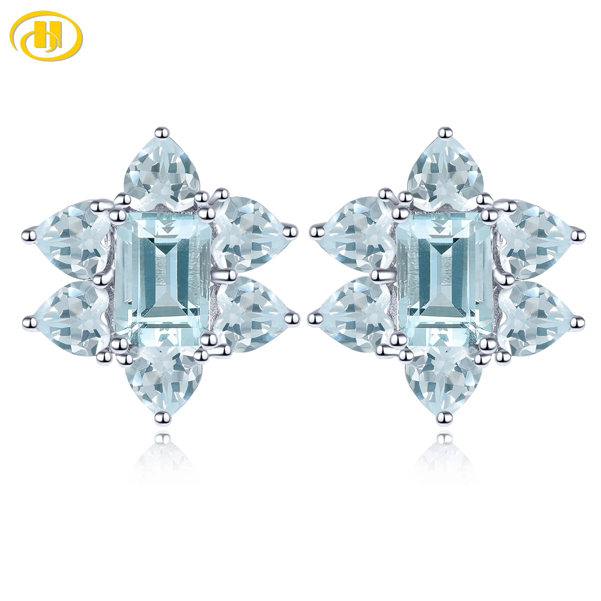 

Natural Sky Blue Topaz Sterling Silver Stud Earring 5.8 Carats Genuine Gemstone Classic Romanitc S925 Jewelry Daily Decorations