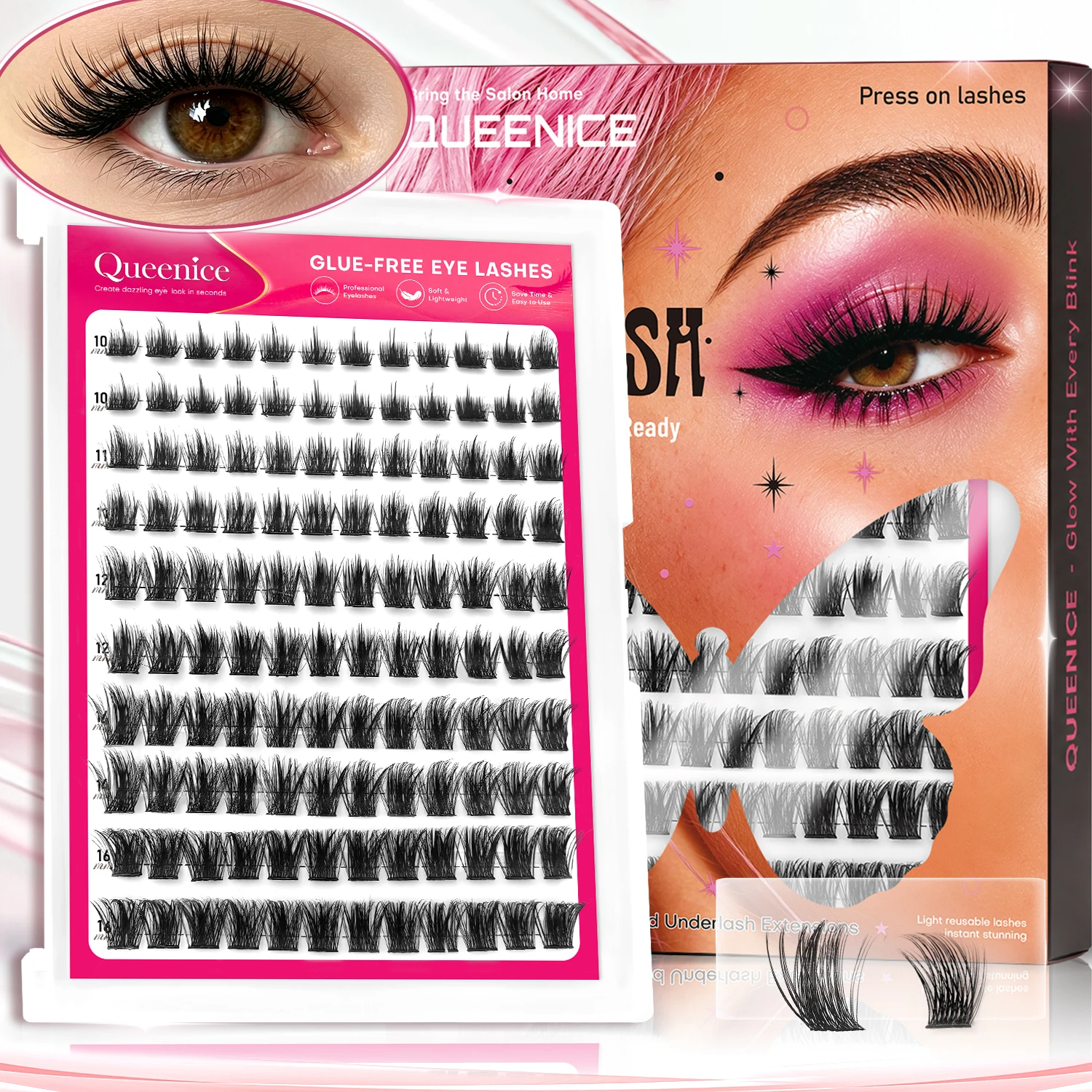 Press-On Wimpern Selbstklebende Wimpernbüschel Ohne Kleber Manga-Wimpern D-Curl 10-16mm Gemischte Flauschige Natürliche Falsche Wimpern Lieferant – Detail 1