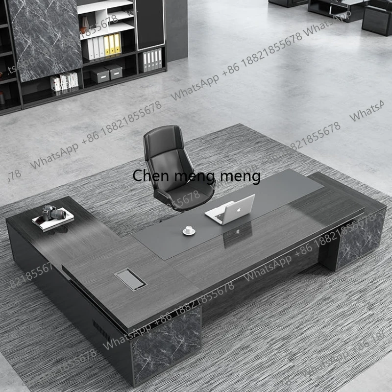 Unique Boss Desk Simple Modern Black Double Cabinet Manager Desk Chair Executive Reception Storage Escritorio Office Furniture