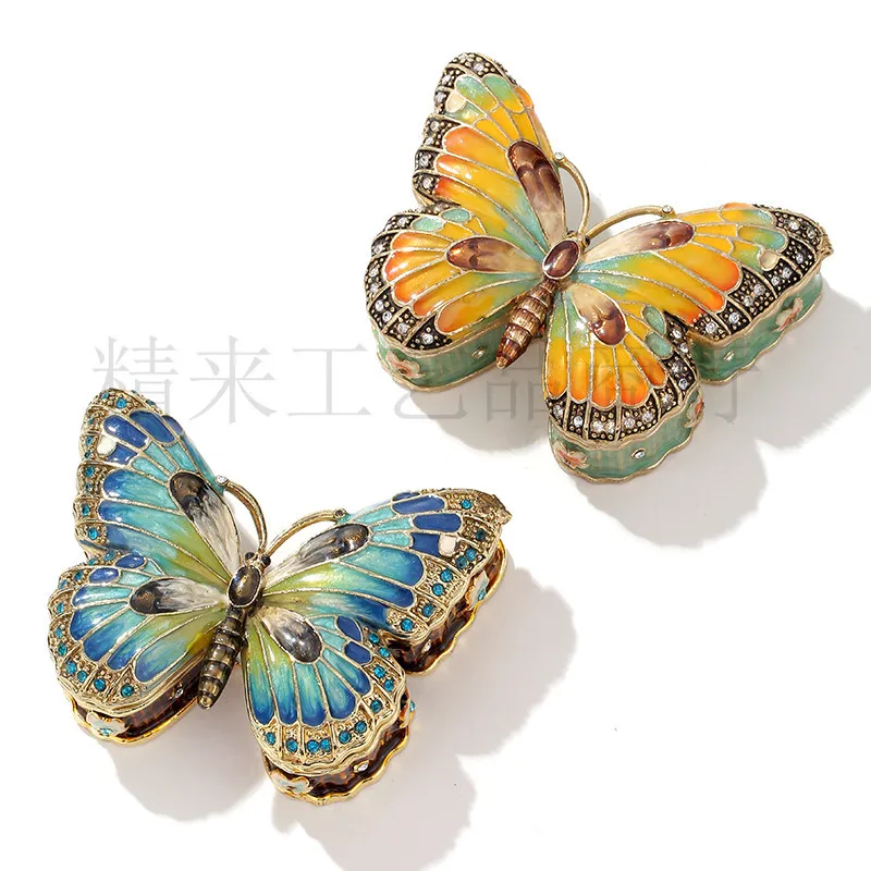 

Alloy Craft Enamel Butterfly Jewelry Box Exquisitestorage Accessories Beautiful Home Decor Handicrafts