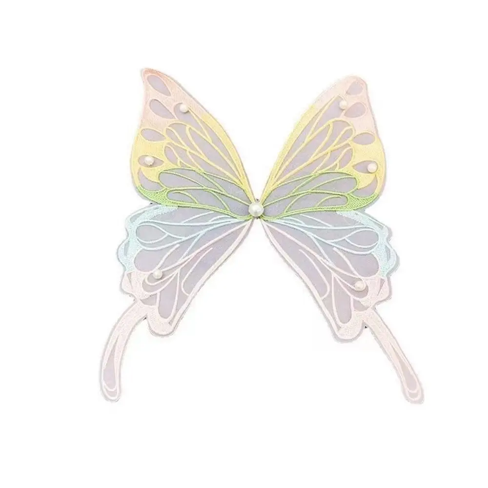 Decoration Organza Fabric Embroidery Headwear Embroidered Patch Butterfly Appliques Clothing Stickers Apparel Accessories