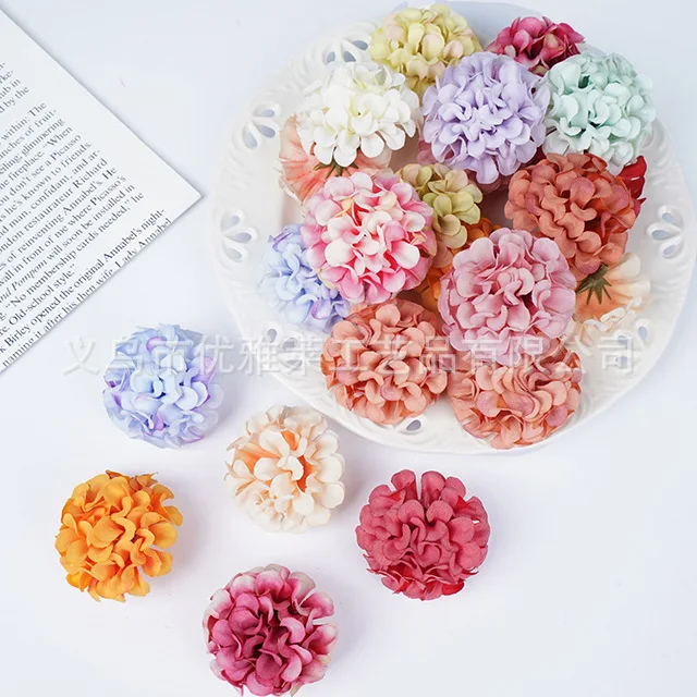Simulation Hydrangea chrysanthemum flower head DIY handmade wreath headdress hair accessories material wedding decoration flower