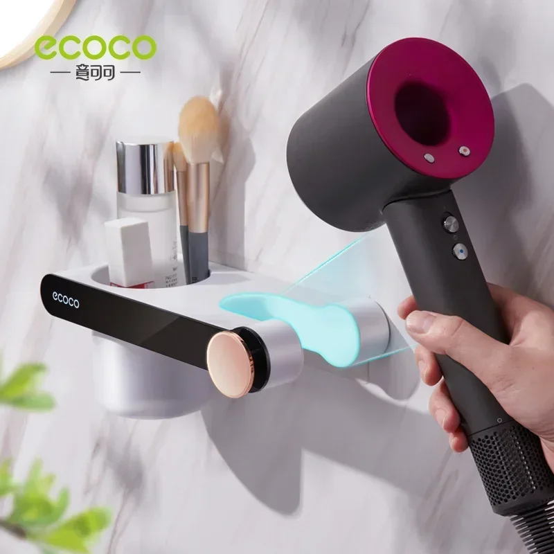 ECOCO Hair Dryer Holder Dryer Straightener Stand Hairdryer Organizer Toilet Blower Cradle Wall Mounted Shelf Bathroom Accessory