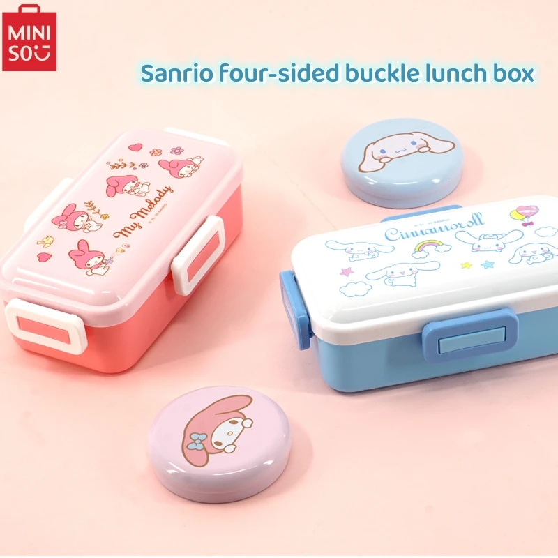 

MINISO Sanrio Ланч-бокс с Четырехсторонней пряжкой My Melody/Cinnamoroll милый мультяшный периферический Портативный Ланч-бокс с подогревом для сохранения свежести