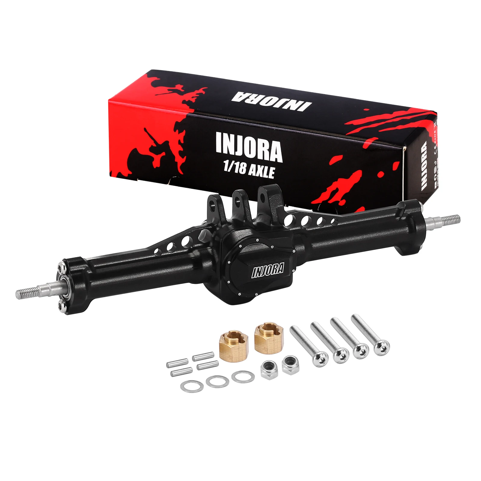 INJORA CNC Aluminium 4mm Verlengde Voor Achter Complete Assen voor 1/18 RC Crawler TRX4M Upgrade (4M-61)