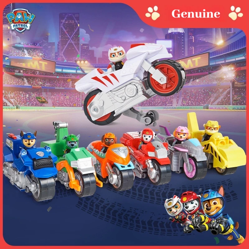 New Original Paw Patrol Pull-Back Motorcycle Toys Action Figures Paw Patrol Rescue Vehicle Set Kids Children Toys Birthday Gifts