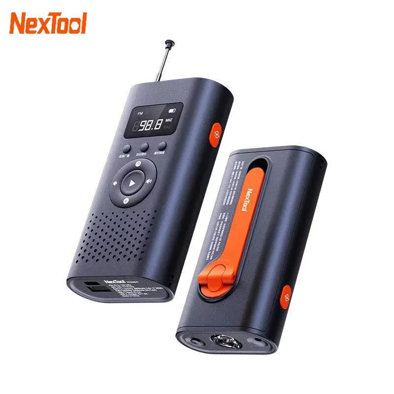 nextool banco de energia manual com alarme laser luz dificil de emergencia exterior am radio fm geracao de energia manual 4500mah 6 em1 01