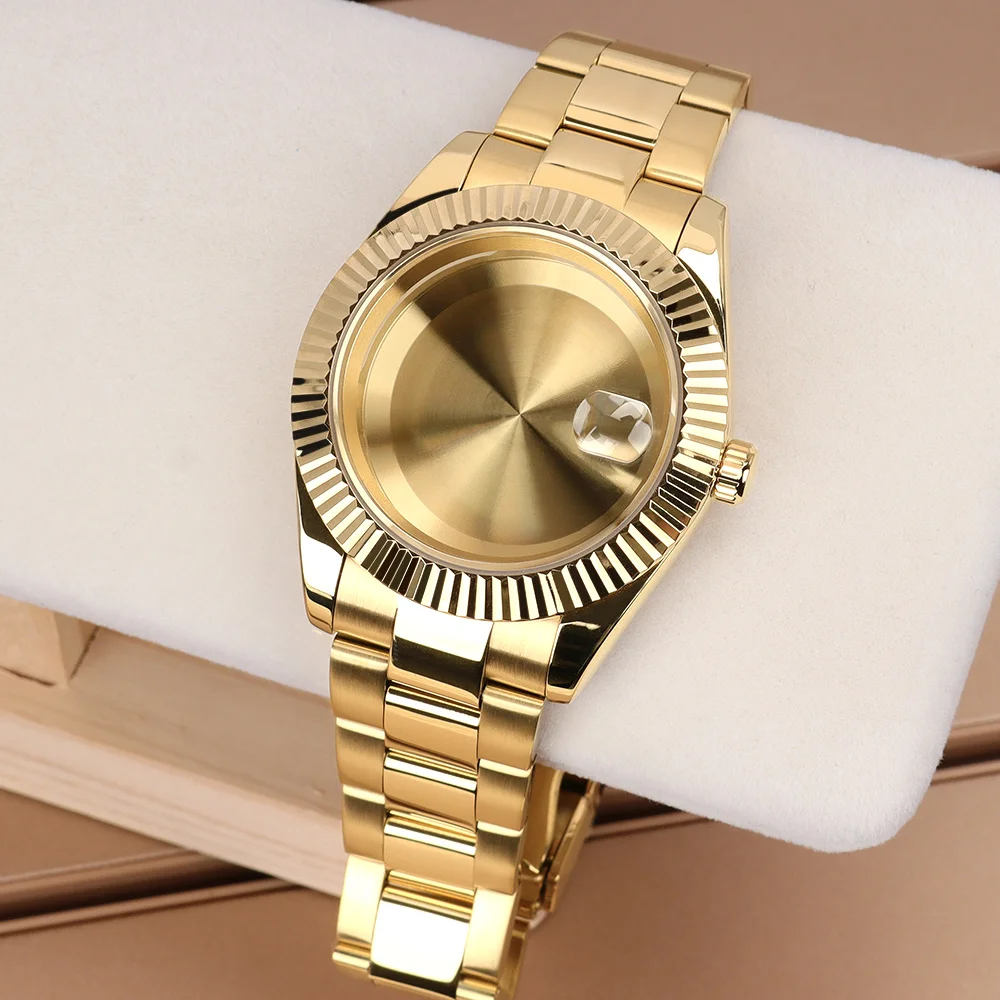 

36mm/39mm Luxury Watch Case Strap Stainless Steel Fluted Bezel For NH34 NH35 NH36/38 Miyota8215 Movt 28.5mm Dial Replacemet Part