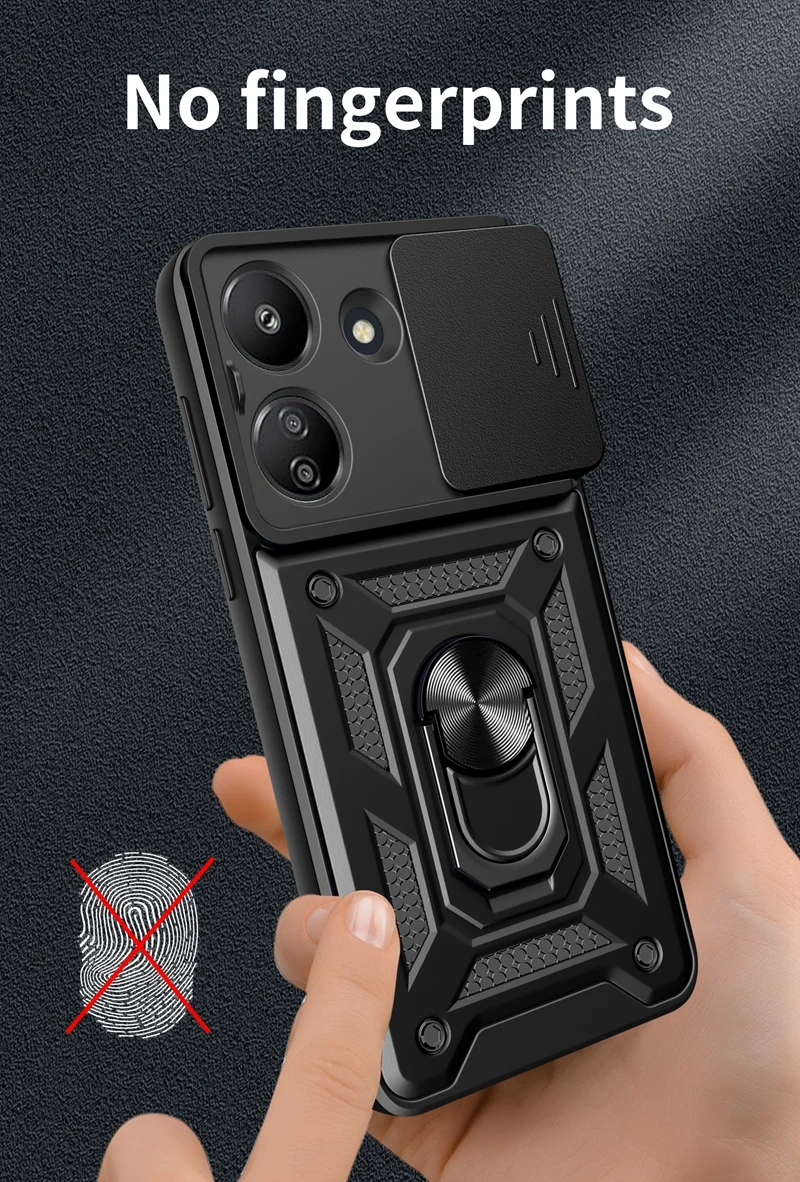 Custodie porta anello magnetico antiurto per armatura per Xiaomi Redmi 13C 13 C Redmi13C Cover posteriore di protezione dell\'obiettivo della