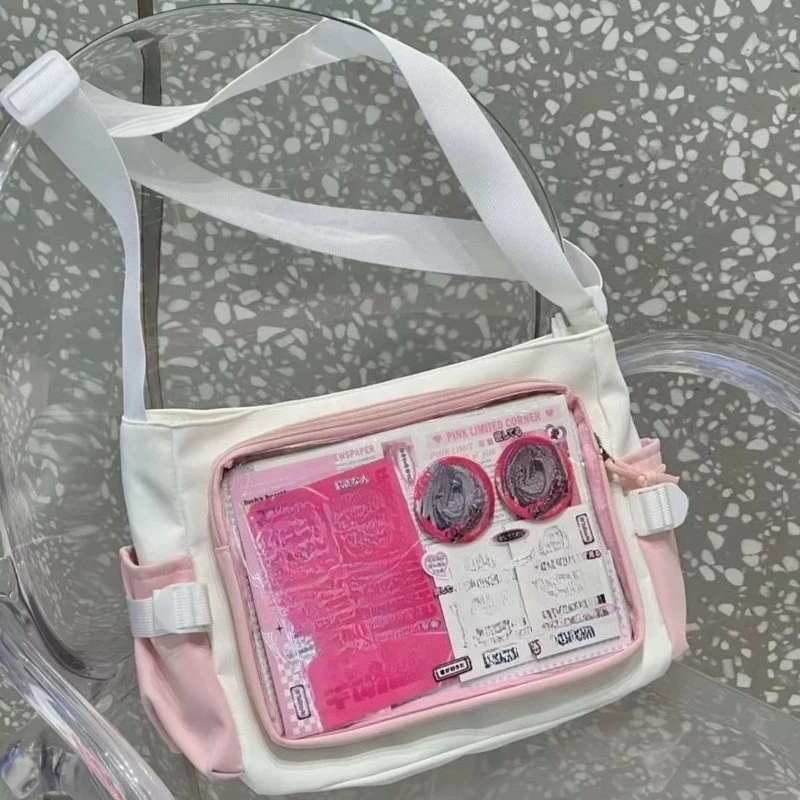 

Y2k Aesthetic Patchwork Contrast Color Crossbody Bag All Match Preppy Trendy Casual Ita Bags Women Transparent Ins Shoulder Bags