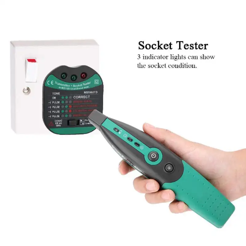 Tester automatico per prese per fusibili con spina USA/UE Tester per interruttori automatici 220V/110V con torcia elettrica