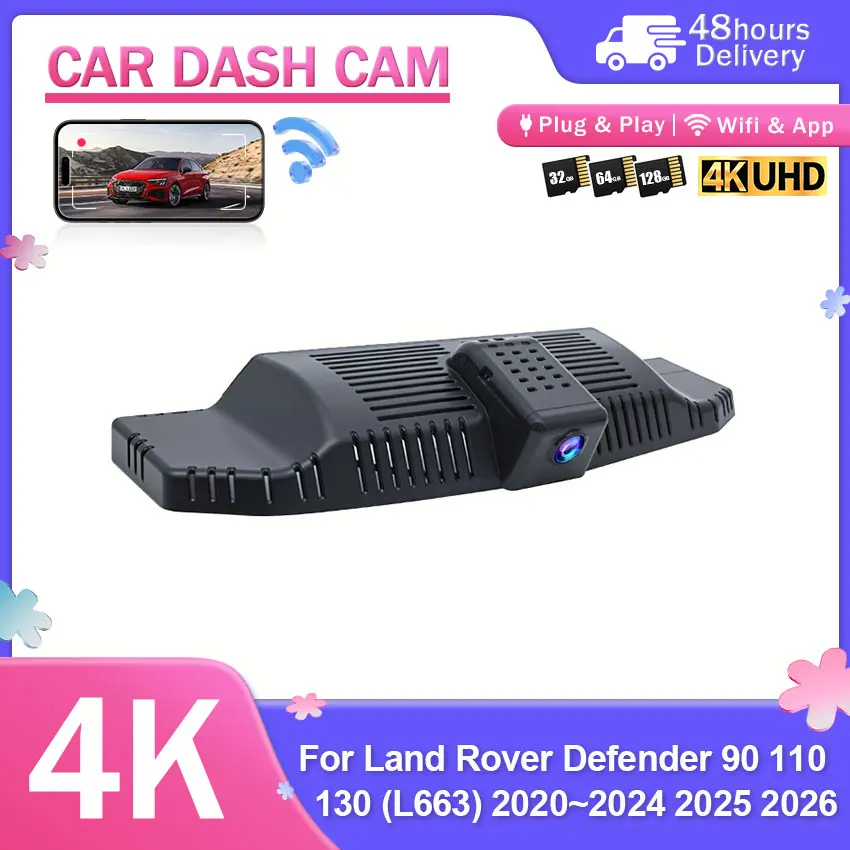 Dual Lens Wifi & APP Control 4K Dashcam For Land Rover Defender 90 110 2020-2026 Night vision Video Recorder
