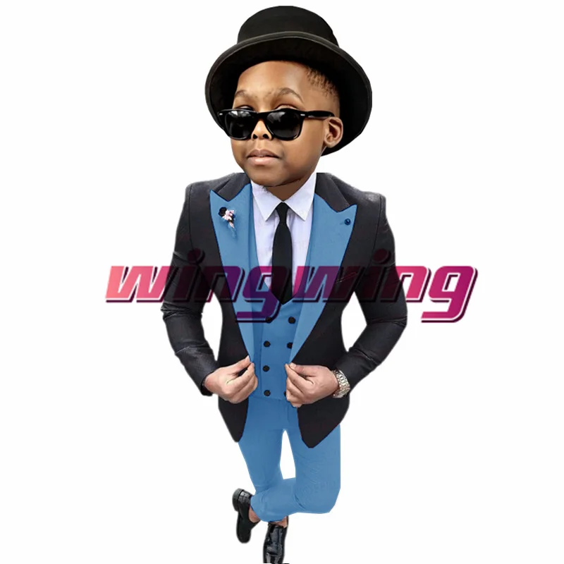 Suit for Boys Wedding Tuxedo Three-Piece Tuxedo Jacket Pants Vest Formal Party Clothes Kids 2-16 Tailored Blazer