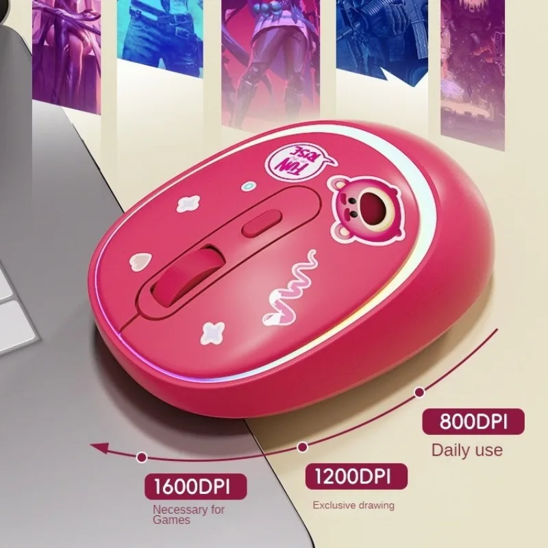 디즈니 미키 마우스 무선 마우스, 노트북 PC용, 블루투스, RGB 충전식, 무선 컴퓨터, 사일런트 마우스, LED 백라이트, 신제품
