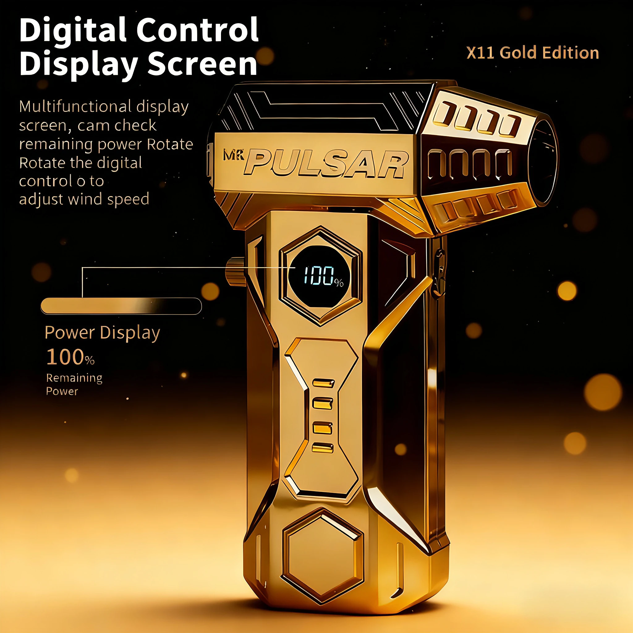 

Gold X11Pro Max имеет мощный турбовентилятор с вращающейся скоростью 990 000 об/мин и скоростью ветра 75 метров за секунду.