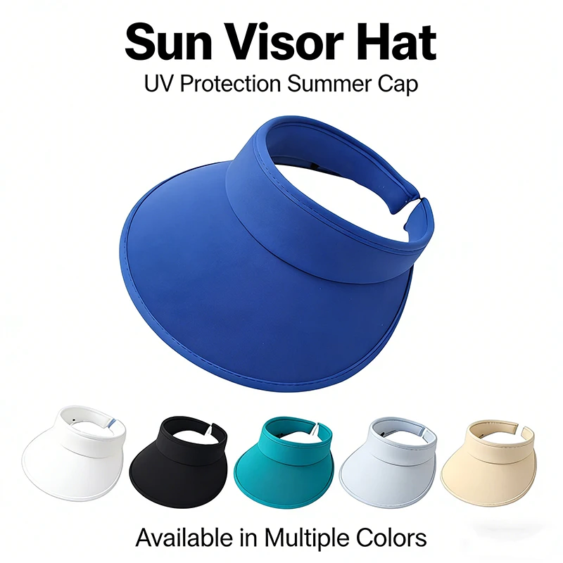 Summer UV Protection Sun Visor Hat for Women Men, Wide Brim Empty Top Beach Cap Adjustable Outdoor Golf Running Sun Hat