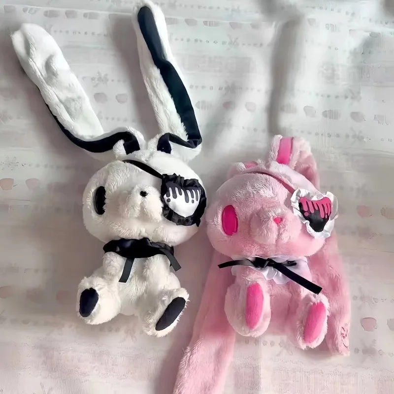 

Kawaii Goth Pink Bunny Gloomys Bear eye mask Plush Toy keychain All Purpose Bunny Eyepatch Stuffed Animal Plushie backpack charm