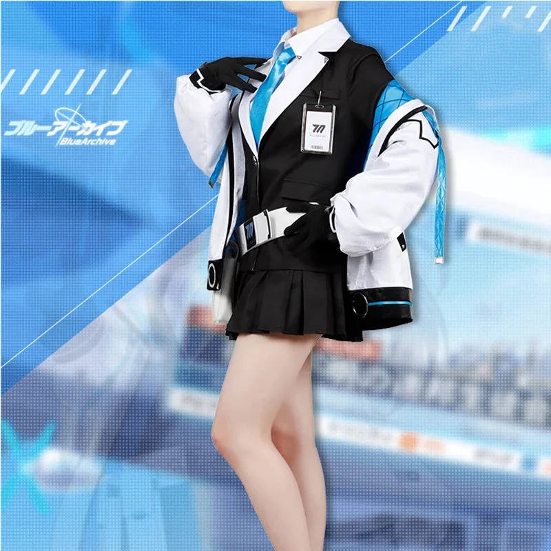 Blue Archive Hayase Yuka Cosplay Costume Wig Halo Headwear Trench Coat Skirt Uniforms Halloween Carnival Outfits Shoes Boots