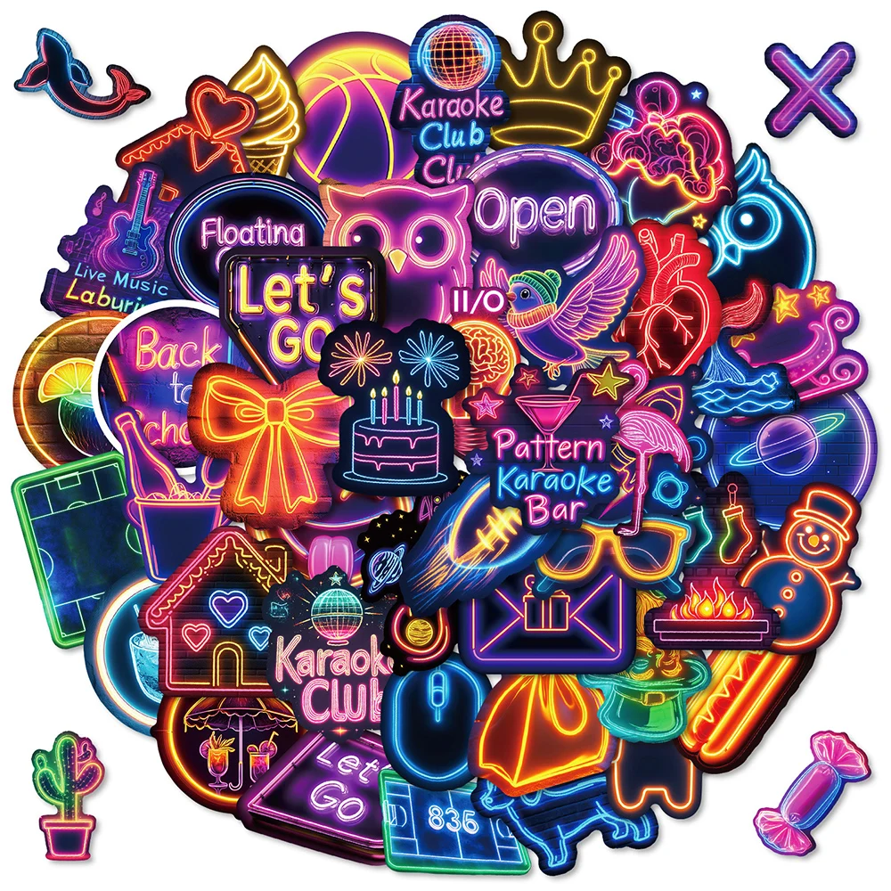 10/30/50 Stück Gemischte Neonlicht-Cartoon-Aufkleber Ästhetische Graffiti-Sticker DIY Schreibwaren Kühlschrank Wasserdichter Koffer Niedliche Aufkleber