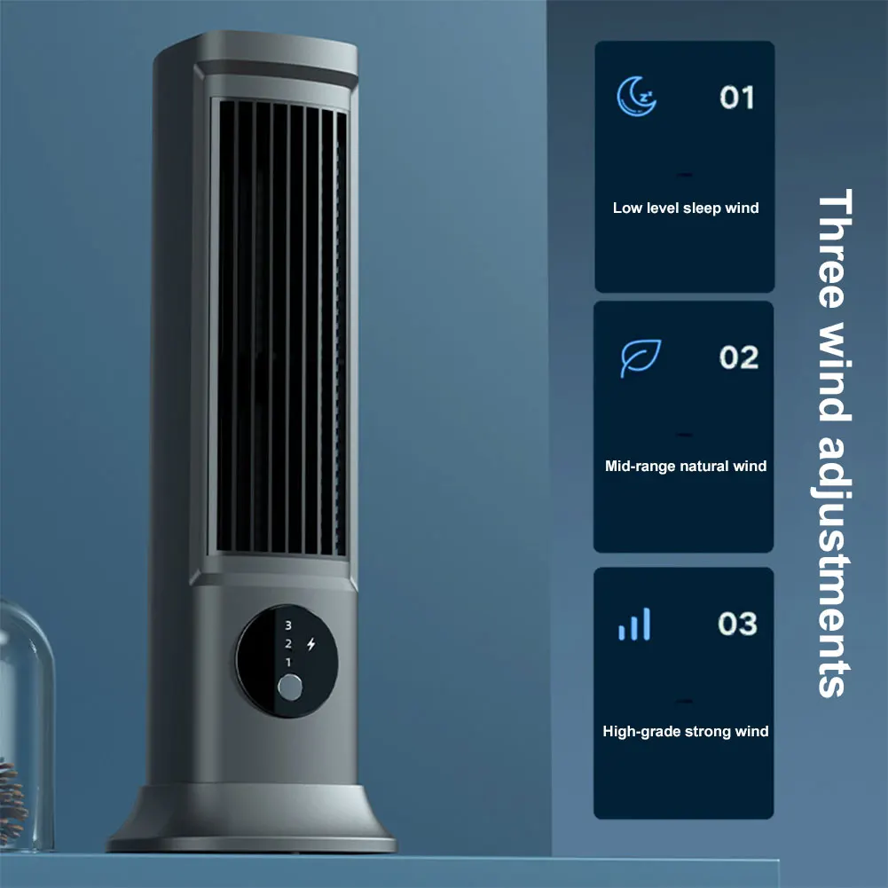 USB Charging Tower Fan Bladeless Cooling Fan Portable Mini Vertical Conditioner No Leaf Air Conditioner for Living Room Bedroom