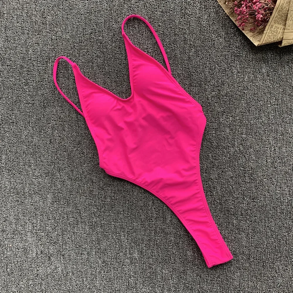 sexy effen backless badpak eendelige bikini string badmode bodysuits vrouwen biquini badpakken tankini