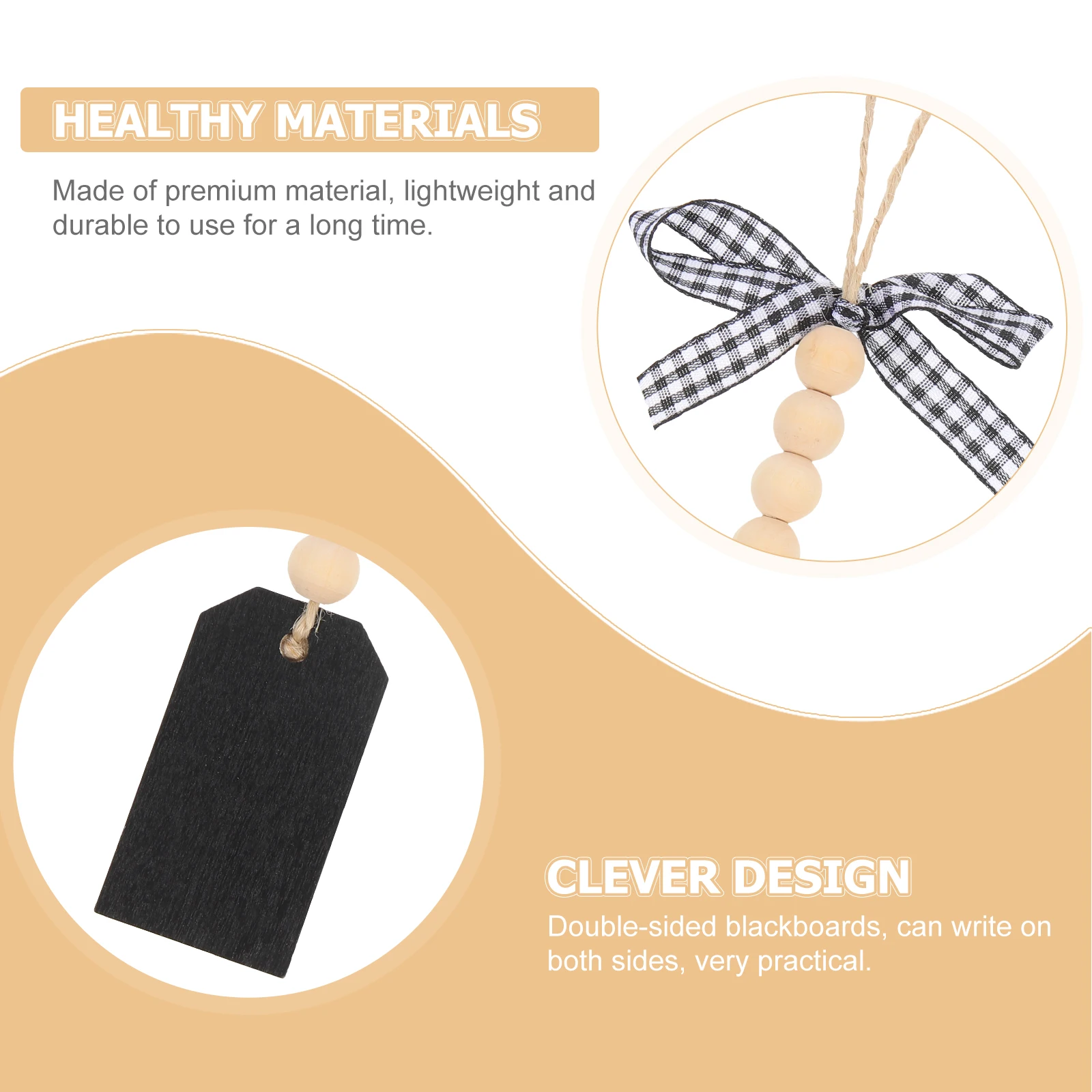 

10pcs Wooden Bead Chain Chalkboard Hanging Decor Double Sided Mini Blackboards Wall Door Window Diy Message Tags Wood Craft