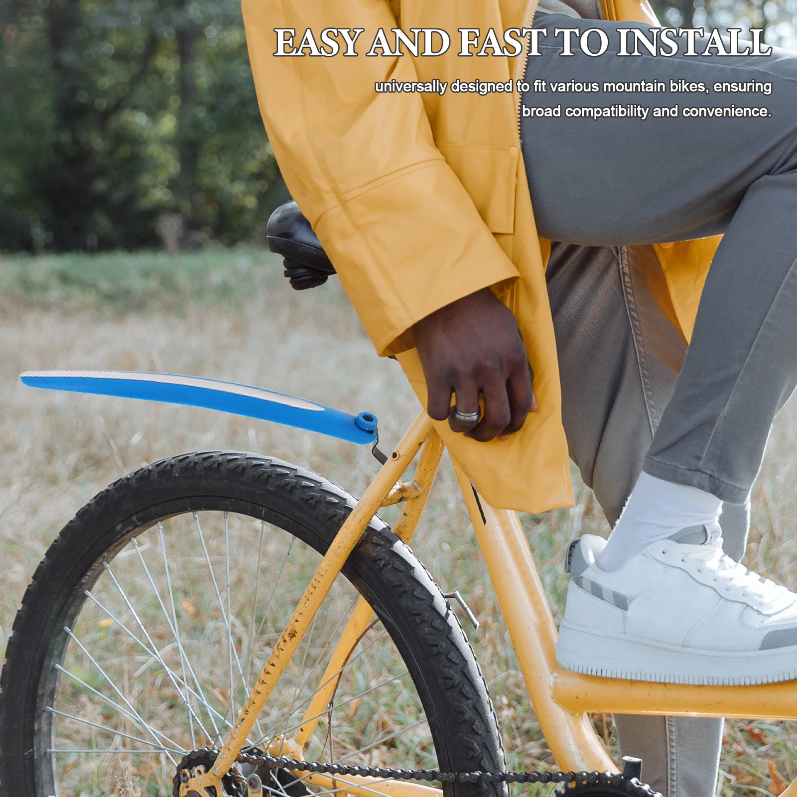 

1 Pair Blue Adjustable Front Rear Mudguard Set For Mountain Bike Waterproof Plastic Bicycle Mud Guards Mtn Fork Cycling Tire