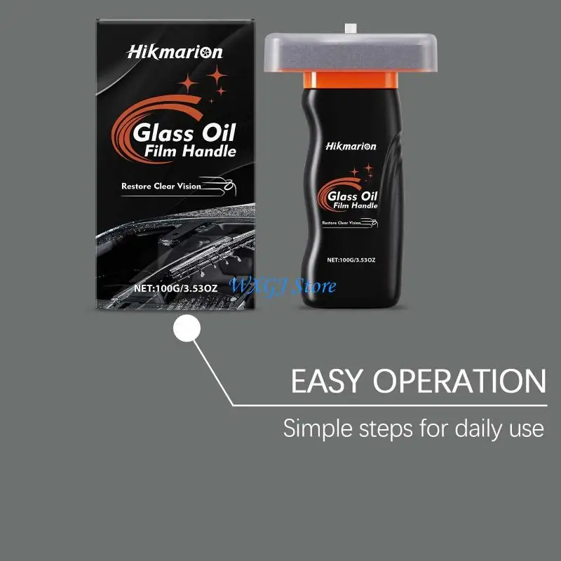 37JE Car Windshield Grease Removal Brush Creates Hydrophobic Protective Film for Rain Resistance & Stubborn Stain Elimination
